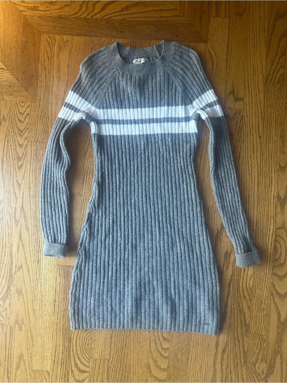 Hollister Gray Ribbed Knit Sweater Dress